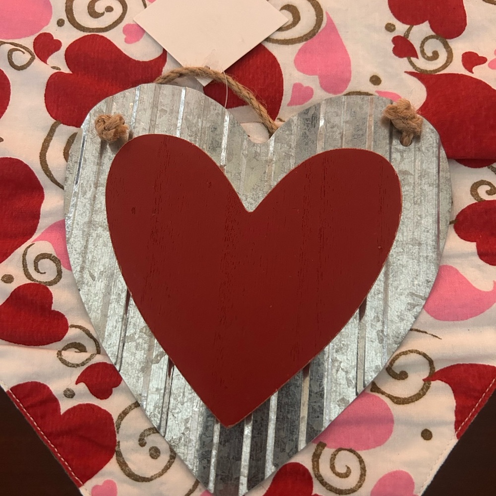 Galvanized and Red wood Heart Wall Decor